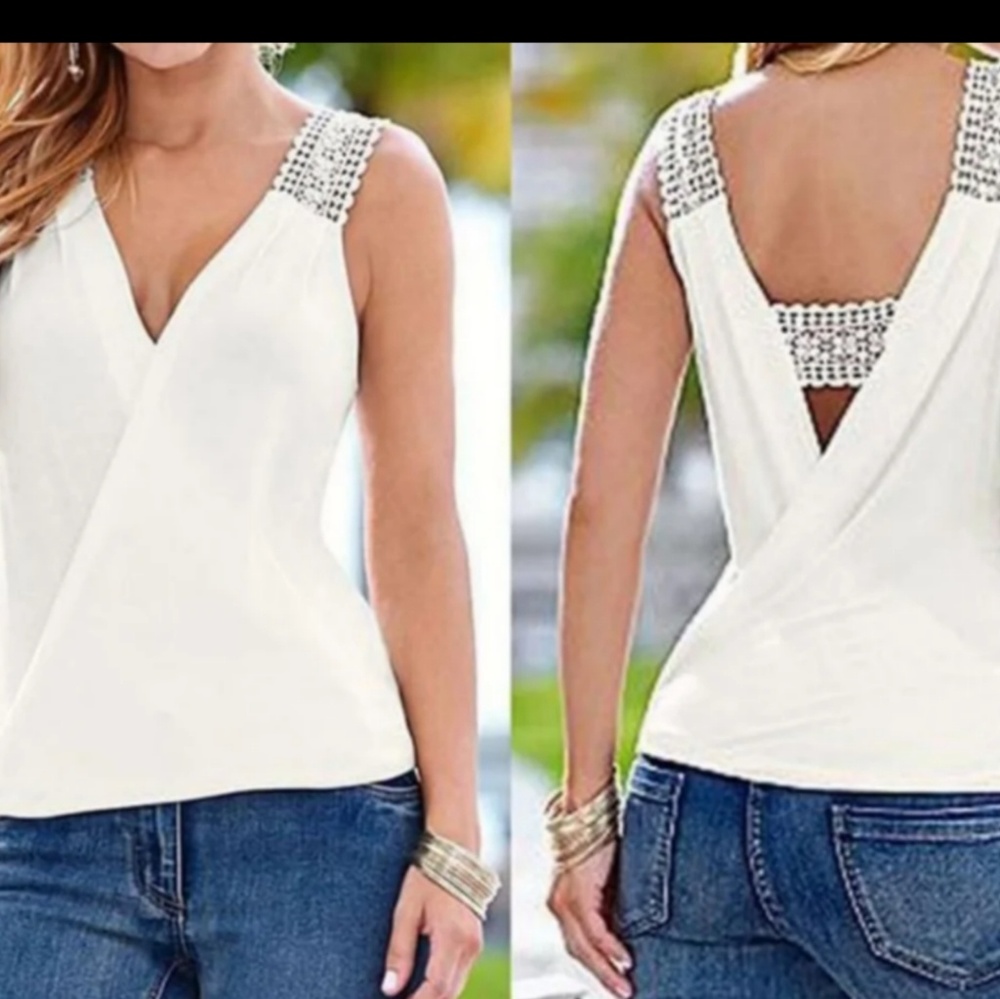 White sleeveless shirt